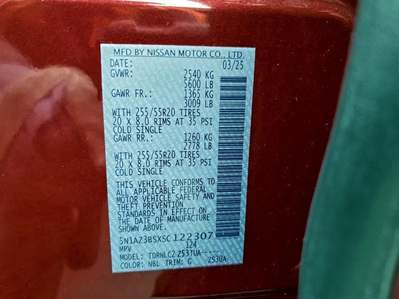 Продаж на аукціоні авто 2025 Nissan Murano, vin: 5N1AZ3BSXSC122307, номер лоту: 94368075