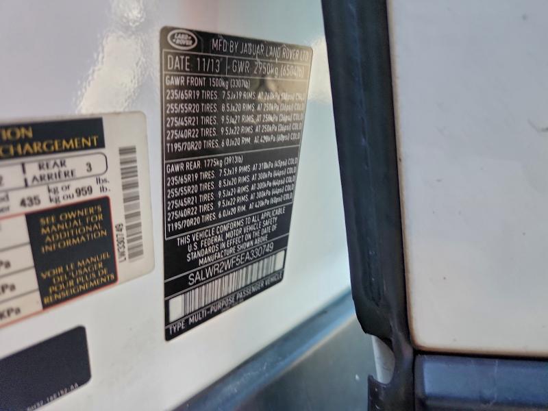 93783315 :رقم المزاد ، SALWR2WF5EA330749 vin ، 2014 Land Rover Range Rove مزاد بيع