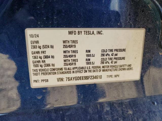 Продаж на аукціоні авто 2025 Tesla Model Y, vin: 7SAYGDEE9SF234610, номер лоту: 91831165