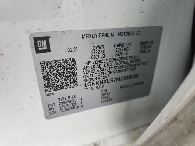 Aukcja sprzedaży 2021 Gmc Acadia, vin: 1GKKNXLS7MZ168269, numer aukcji: 91420865