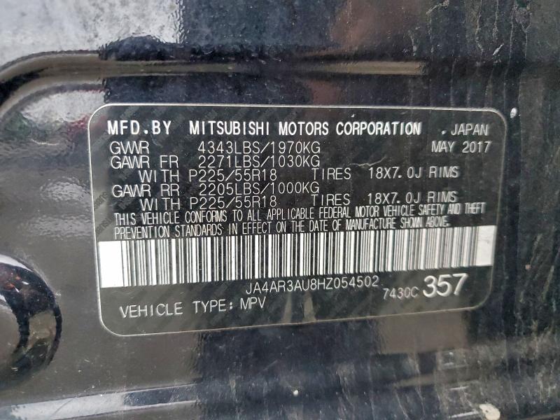 2017 Mitsubishi Outlander Sport მანქანა იყიდება აუქციონზე, vin: JA4AR3AU8HZ054502, აუქციონის ნომერი: 94335815