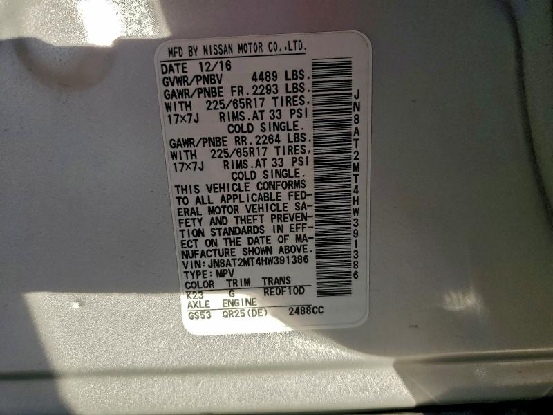 Продажа на аукционе авто 2017 Nissan Rogue, vin: JN8AT2MT4HW391386, номер лота: 93667235