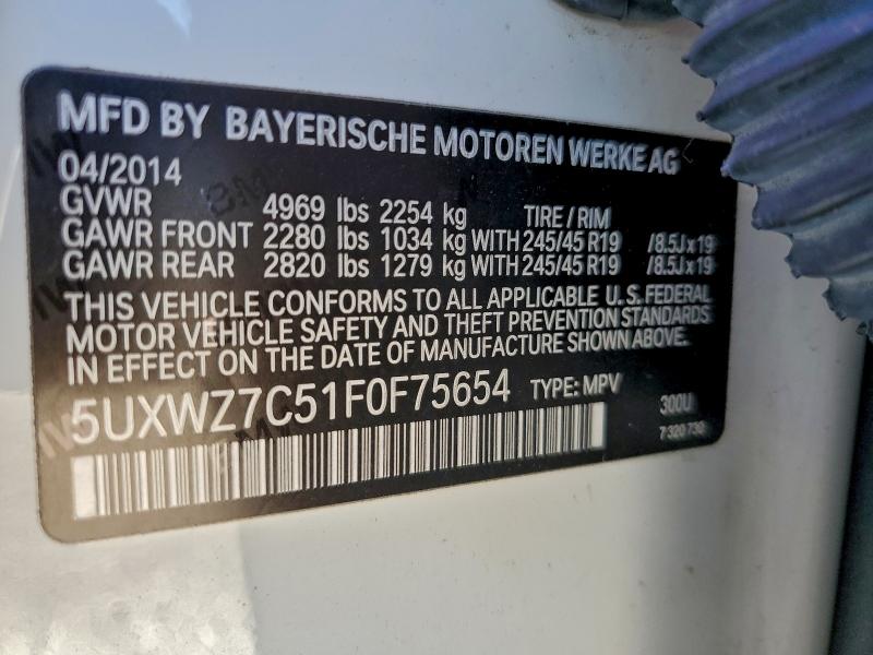 94163175 :رقم المزاد ، 5UXWZ7C51F0F75654 vin ، 2015 Bmw X3 مزاد بيع
