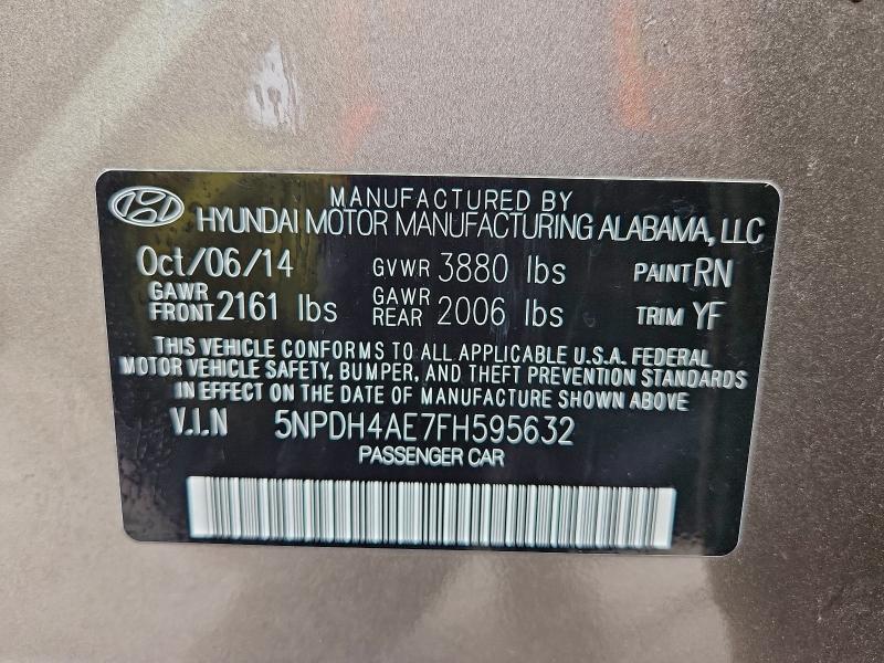 Aukcja sprzedaży 2015 Hyundai Elantra, vin: 5NPDH4AE7FH595632, numer aukcji: 94582505