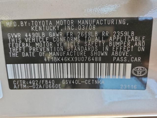 92804895 :رقم المزاد ، 4T1BK46KX9U076488 vin ، 2009 Toyota Camry مزاد بيع