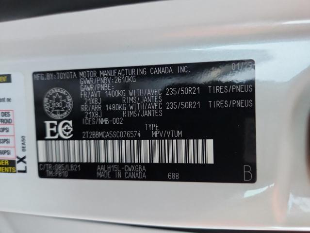 93782235 :رقم المزاد ، 2T2BBMCA5SC076574 vin ، 2025 Lexus Rx مزاد بيع