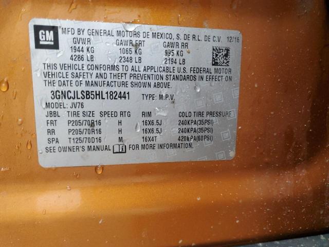 93517705 :رقم المزاد ، 3GNCJLSB5HL182441 vin ، 2017 Chevrolet Trax مزاد بيع
