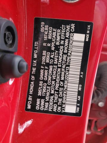 Продажа на аукционе авто 2019 Honda Civic, vin: SHHFK7H63KU224713, номер лота: 91884525