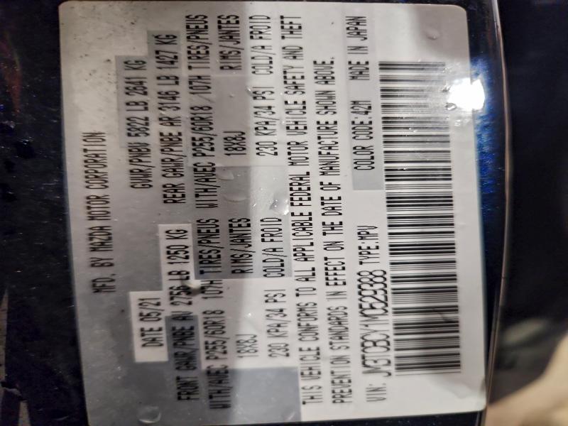 93958905 :رقم المزاد ، JM3TCBCY1M0529388 vin ، 2021 Mazda Cx-9 مزاد بيع