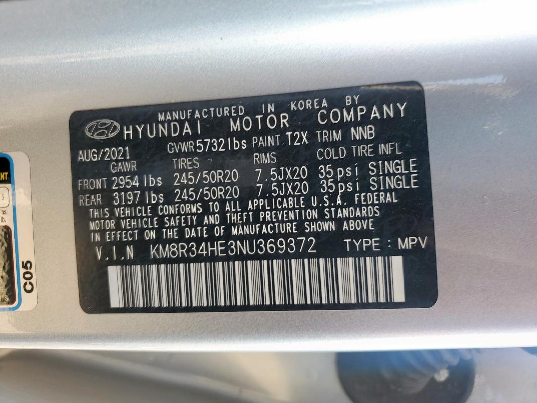 2022 Hyundai Palisade S მანქანა იყიდება აუქციონზე, vin: KM8R34HE3NU369372, აუქციონის ნომერი: 92624135