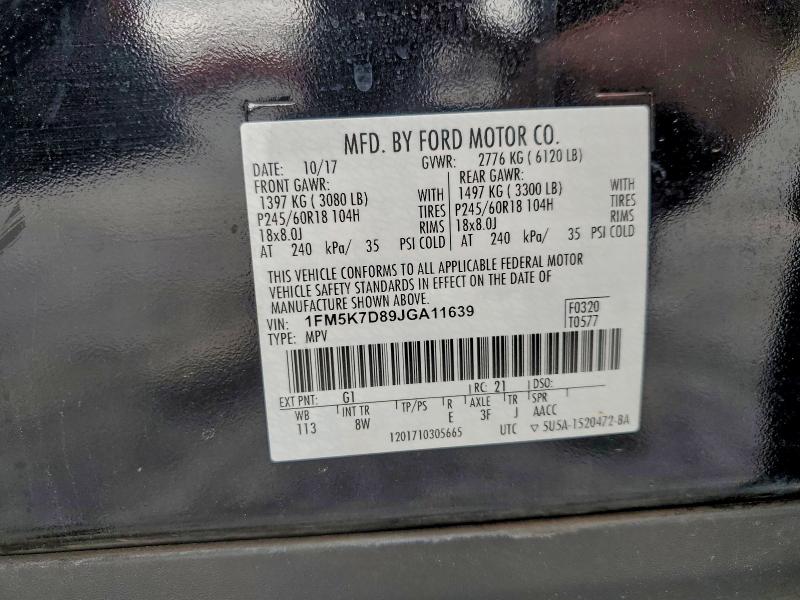 2018 Ford Explorer X მანქანა იყიდება აუქციონზე, vin: 1FM5K7D89JGA11639, აუქციონის ნომერი: 72265955