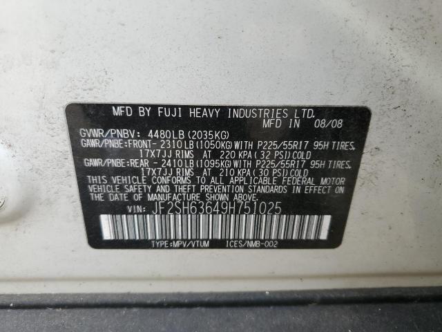 Aukcja sprzedaży 2009 Subaru Forester, vin: JF2SH63649H751025, numer aukcji: 93080015