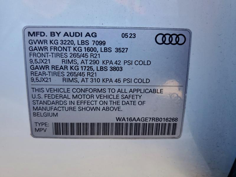 Продажа на аукционе авто 2024 Audi Q8 E-tron, vin: WA16AAGE7RB016268, номер лота: 94553885