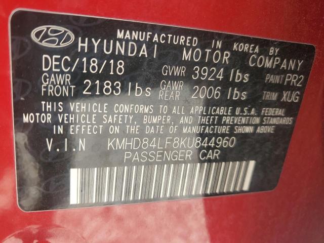 Продажа на аукционе авто 2019 Hyundai Elantra, vin: KMHD84LF8KU844960, номер лота: 92285805