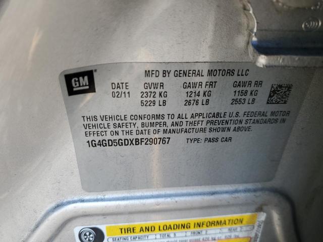 Продаж на аукціоні авто 2011 Buick Lacrosse C, vin: 1G4GD5GDXBF290767, номер лоту: 91995215