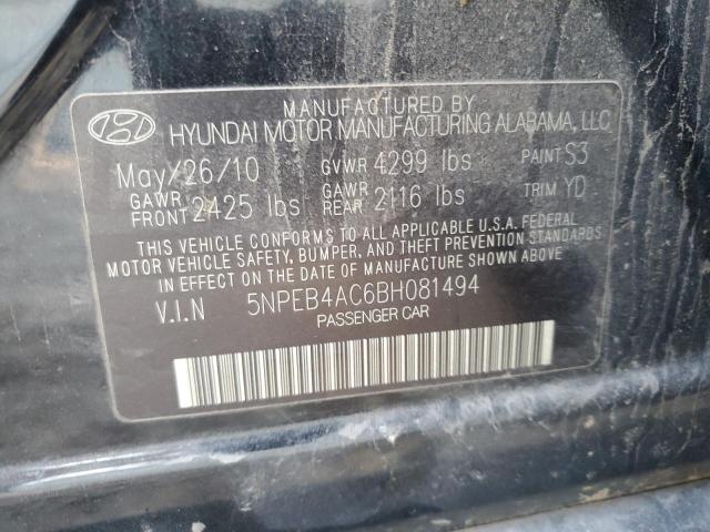 92033825 :رقم المزاد ، 5NPEB4AC6BH081494 vin ، 2011 Hyundai Sonata مزاد بيع