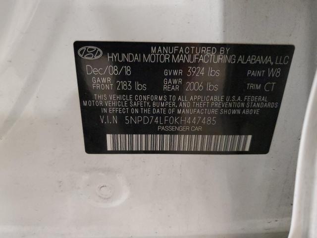 2019 Hyundai Elantra მანქანა იყიდება აუქციონზე, vin: 5NPD74LF0KH447485, აუქციონის ნომერი: 93427485