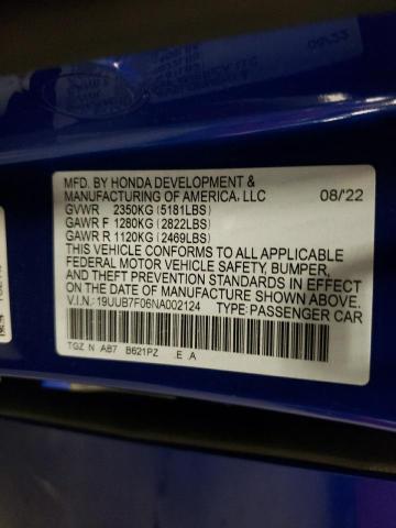 2022 Acura Tlx Type S მანქანა იყიდება აუქციონზე, vin: 19UUB7F06NA002124, აუქციონის ნომერი: 91137865