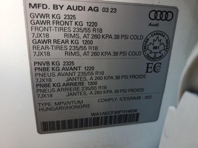 93742255 :رقم المزاد ، WA1AECF30P1114636 vin ، 2023 Audi Q3 Komfort مزاد بيع