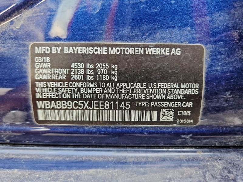 Aukcja sprzedaży 2018 Bmw 330 I, vin: WBA8B9C5XJEE81145, numer aukcji: 93222485