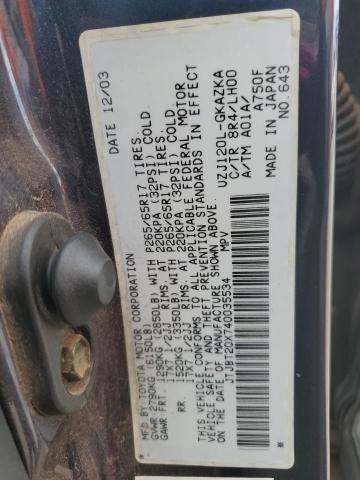 2004 Lexus Gx მანქანა იყიდება აუქციონზე, vin: JTJBT20X740035534, აუქციონის ნომერი: 92294635