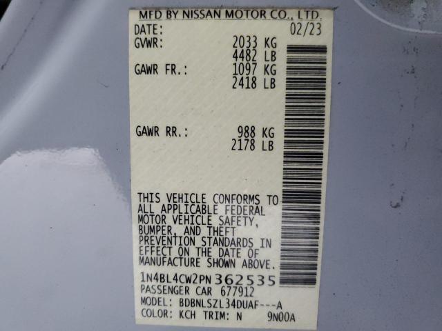 91375825 :رقم المزاد ، 1N4BL4CW2PN362535 vin ، 2023 Nissan Altima مزاد بيع