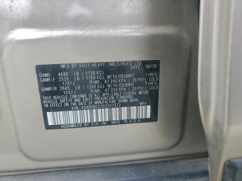 Продажа на аукционе авто 2016 Subaru Outback 2., vin: 4S4BSBCC2G3237372, номер лота: 91920005