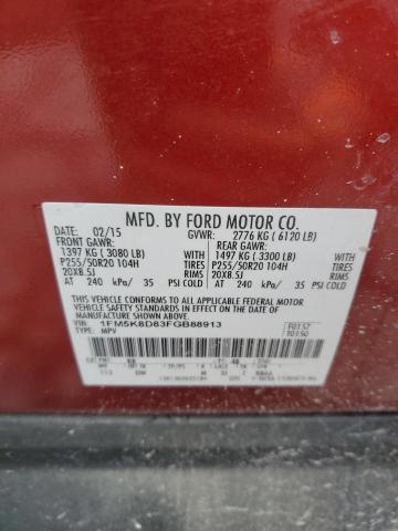 Продаж на аукціоні авто 2015 Ford Explorer, vin: 1FM5K8D83FGB88913, номер лоту: 91998655