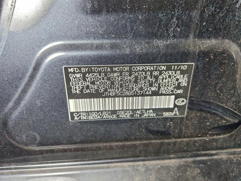 Aukcja sprzedaży 2011 Lexus Is, vin: JTHBF5C28B5137144, numer aukcji: 94665825