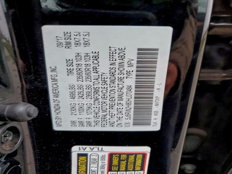 Aukcja sprzedaży 2017 Honda Cr-v, vin: 5J6RW2H80HL070484, numer aukcji: 93025625