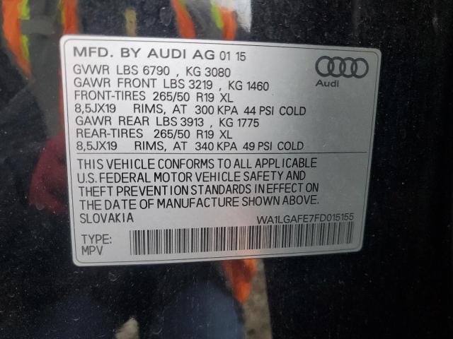Продажа на аукционе авто 2015 Audi Q7, vin: WA1LGAFE7FD015155, номер лота: 91761255