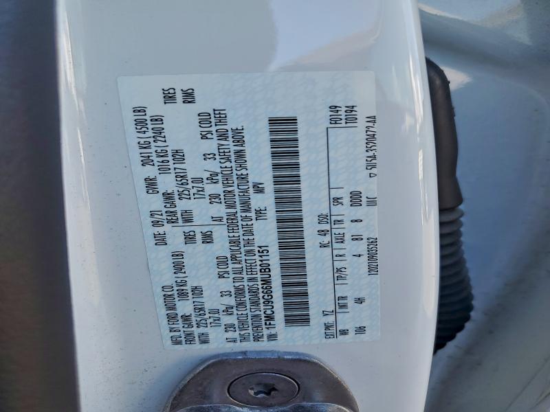 2021 Ford Escape მანქანა იყიდება აუქციონზე, vin: 1FMCU9G66MUB01151, აუქციონის ნომერი: 57837166