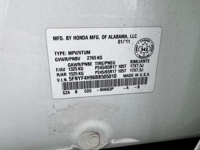 Продажа на аукционе авто 2011 Honda Pilot Tour, vin: 5FNYF4H96BB505010, номер лота: 91339955