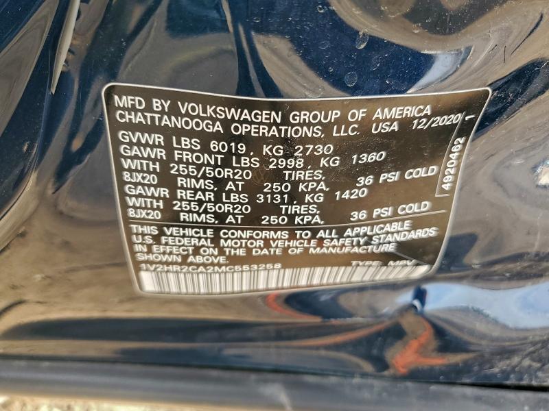 Продажа на аукционе авто 2021 Volkswagen Atlas, vin: 1V2HR2CA2MC553258, номер лота: 93726975