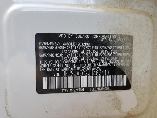 Aukcja sprzedaży 2018 Subaru Forester, vin: JF2SJAEC2JH462417, numer aukcji: 91417145