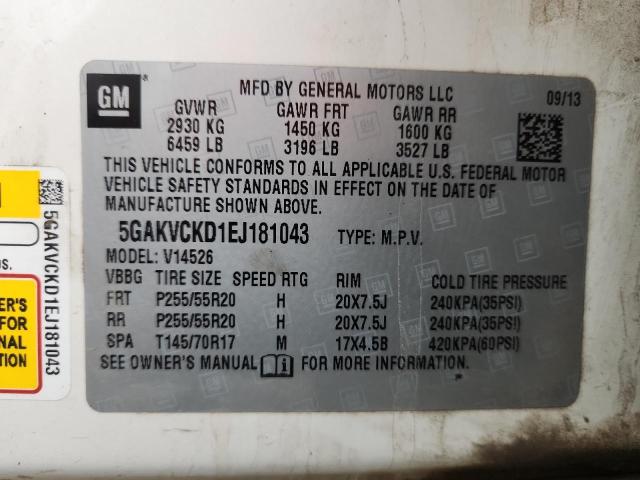 93343215 :رقم المزاد ، 5GAKVCKD1EJ181043 vin ، 2014 Buick Enclave مزاد بيع