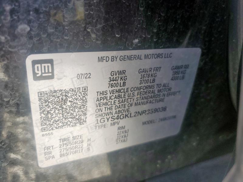 Продажа на аукционе авто 2022 Cadillac Escalade S, vin: 1GYS4GKL2NR359036, номер лота: 93073465