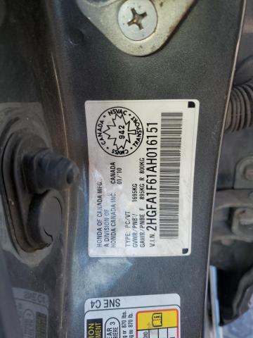 Aukcja sprzedaży 2010 Honda Civic, vin: 2HGFA1F61AH016151, numer aukcji: 92594085