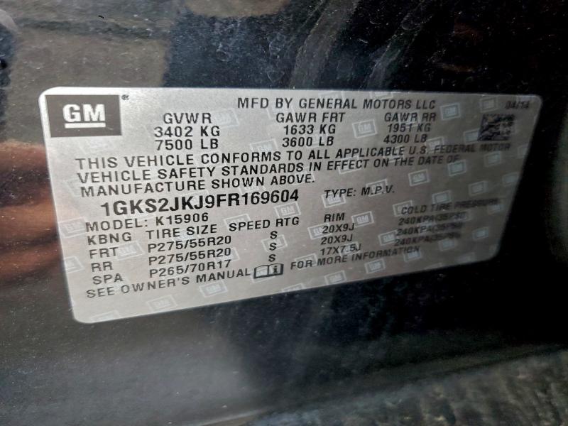 93931765 :رقم المزاد ، 1GKS2JKJ9FR169604 vin ، 2015 Gmc Yukon Xl D مزاد بيع