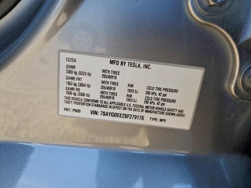 Aukcja sprzedaży 2025 Tesla Model Y, vin: 7SAYGDEE2SF279176, numer aukcji: 93500315