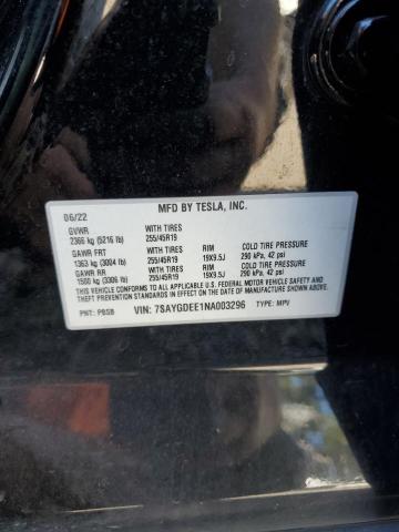 93721345 :رقم المزاد ، 7SAYGDEE1NA003296 vin ، 2022 Tesla Model Y مزاد بيع