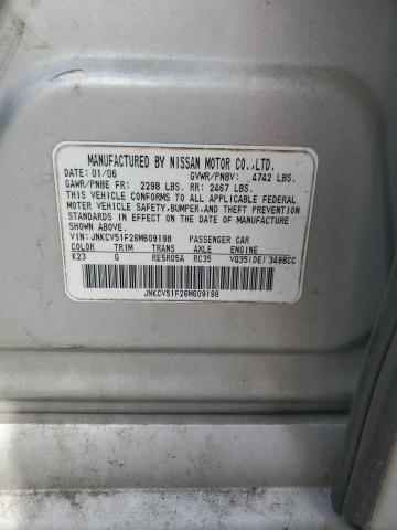 Aukcja sprzedaży 2006 Infiniti G35, vin: JNKCV51F26M609198, numer aukcji: 91117055