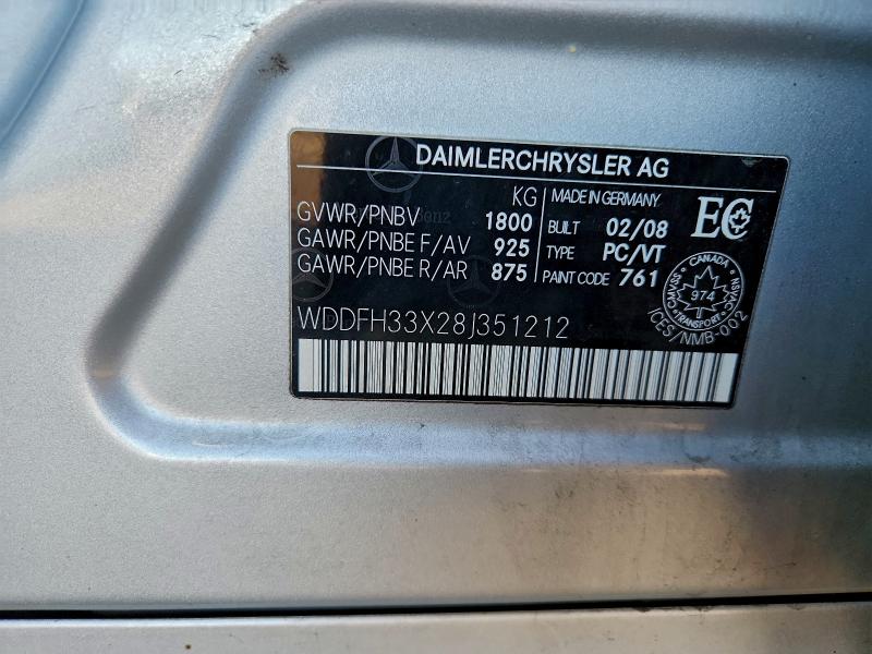 Продажа на аукционе авто 2008 Mercedes-benz B200, vin: WDDFH33X28J351212, номер лота: 93552635