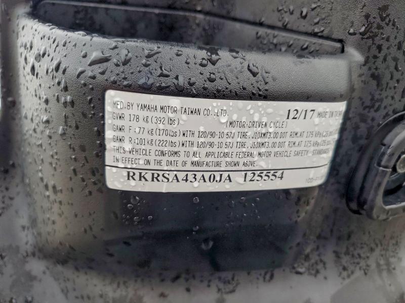 2018 Yamaha Yw50 მანქანა იყიდება აუქციონზე, vin: RKRSA43A0JA125554, აუქციონის ნომერი: 94070975