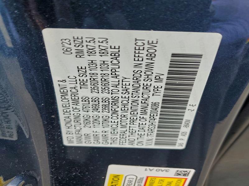 Продажа на аукционе авто 2023 Honda Cr-v Exl, vin: 7FARS3H74PE004086, номер лота: 94419925