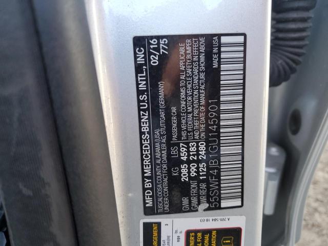 85431105 :رقم المزاد ، 55SWF4JB1GU145901 vin ، 2016 Mercedes-benz C مزاد بيع