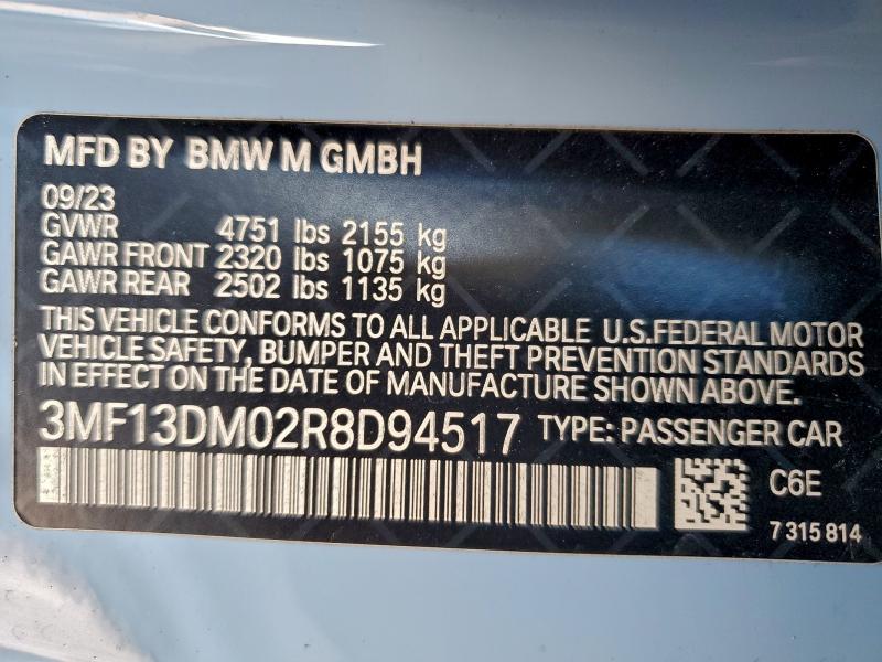 Продаж на аукціоні авто 2024 Bmw M2, vin: 3MF13DM02R8D94517, номер лоту: 94655225