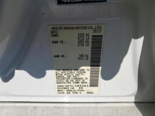 Продаж на аукціоні авто 2015 Nissan Altima 2.5, vin: 1N4AL3AP7FC589361, номер лоту: 90932035
