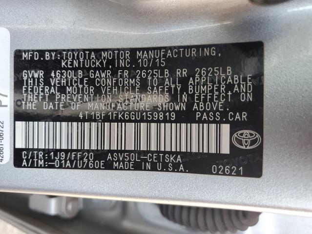 Aukcja sprzedaży 2016 Toyota Camry, vin: 4T1BF1FK6GU159819, numer aukcji: 90400665
