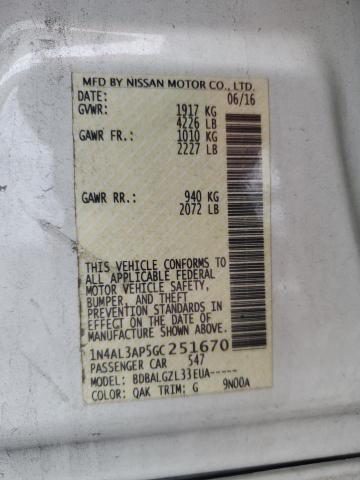 Aukcja sprzedaży 2016 Nissan Altima, vin: 1N4AL3AP5GC251670, numer aukcji: 93115415
